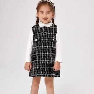 Toddler Girl Plaid Pattern Tank Sweater Dress 6